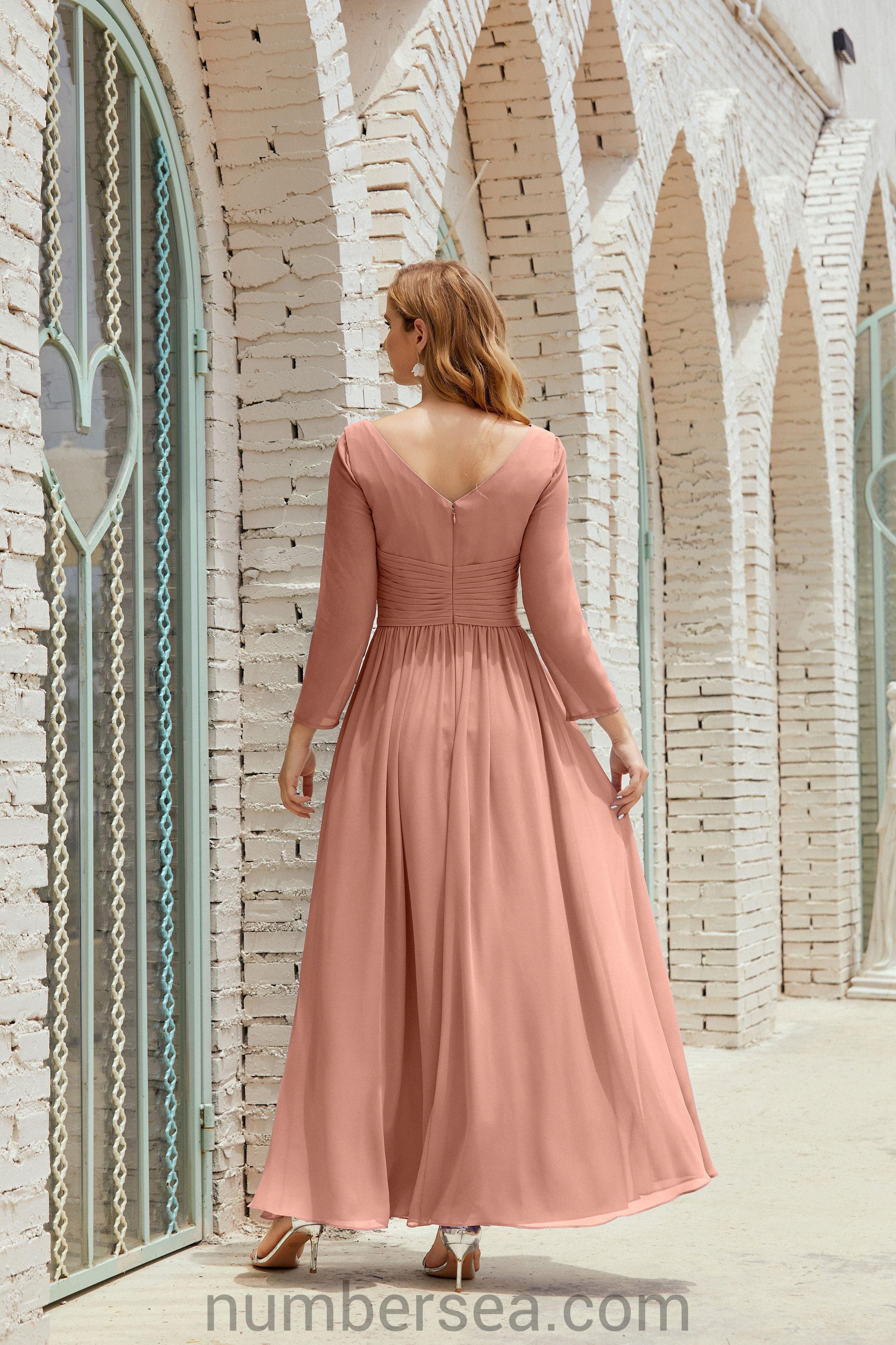 Abito da damigella Numbersea in chiffon, abito formale per festa, abito da sera 28016