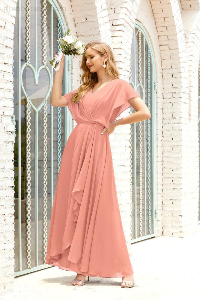 Robe de la Mère de la Mariée Grande Taille Col en V Longueur Solennelle Robe de Bal Formelle pour Invité de Mariage 28020