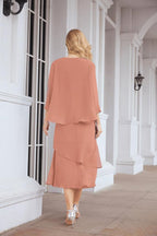 Robe de mariage de la mère de la mariée en deux pièces, ligne A, pour cérémonie et soirée formelle, modèle 28072