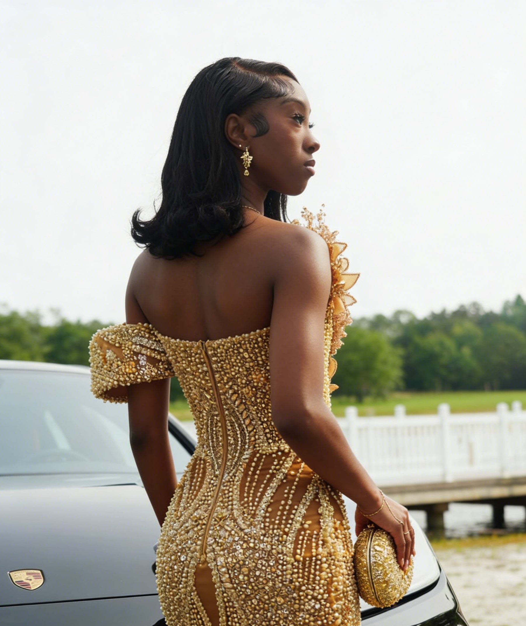 Gilded Mermaid Prom Dress With Hand Beaded Pearl 3D Floral Bodice