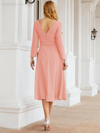 Bridesmaid Dress V-Back Waist Belt Mother of the Bride Wedding Guest SY28031
