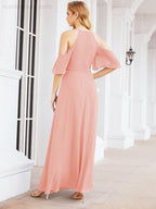 Robe de demoiselle d'honneur asymétrique, robe de soirée longue formelle ligne A 28074