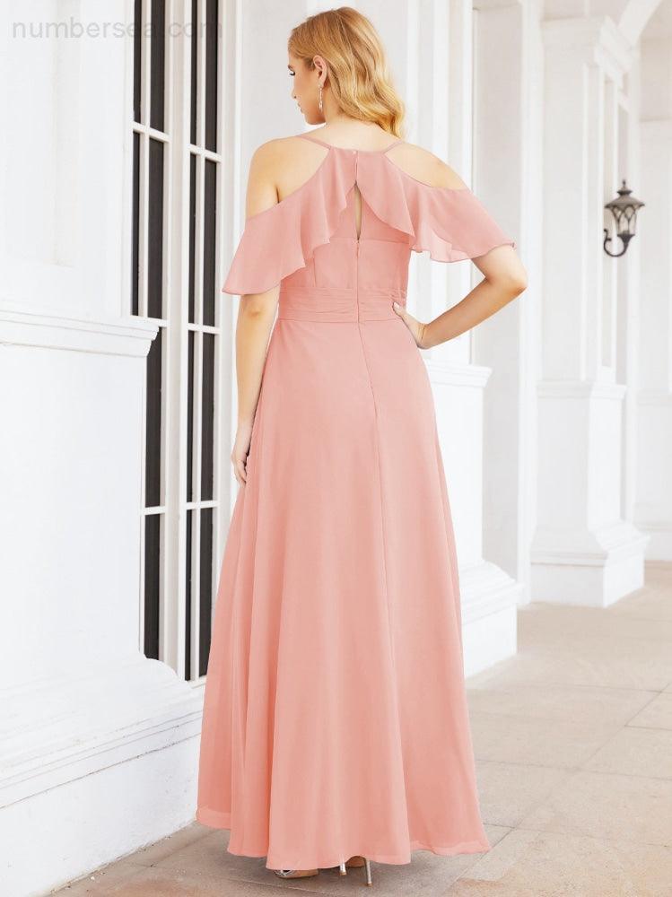 Robes longues de demoiselle d'honneur Numbersea à épaules dénudées, fente latérale, robes de bal formelles pour fête et mariage 28070
