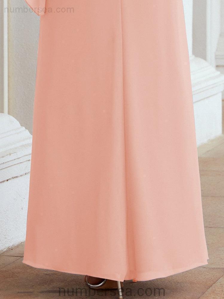 Robe de soirée formelle longue pour mère de la mariée avec cape à volants 28026