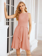 Vestidos para a Mãe da Noiva Vestido de Baile de Finalistas Vestido Casual Pregueado 28065