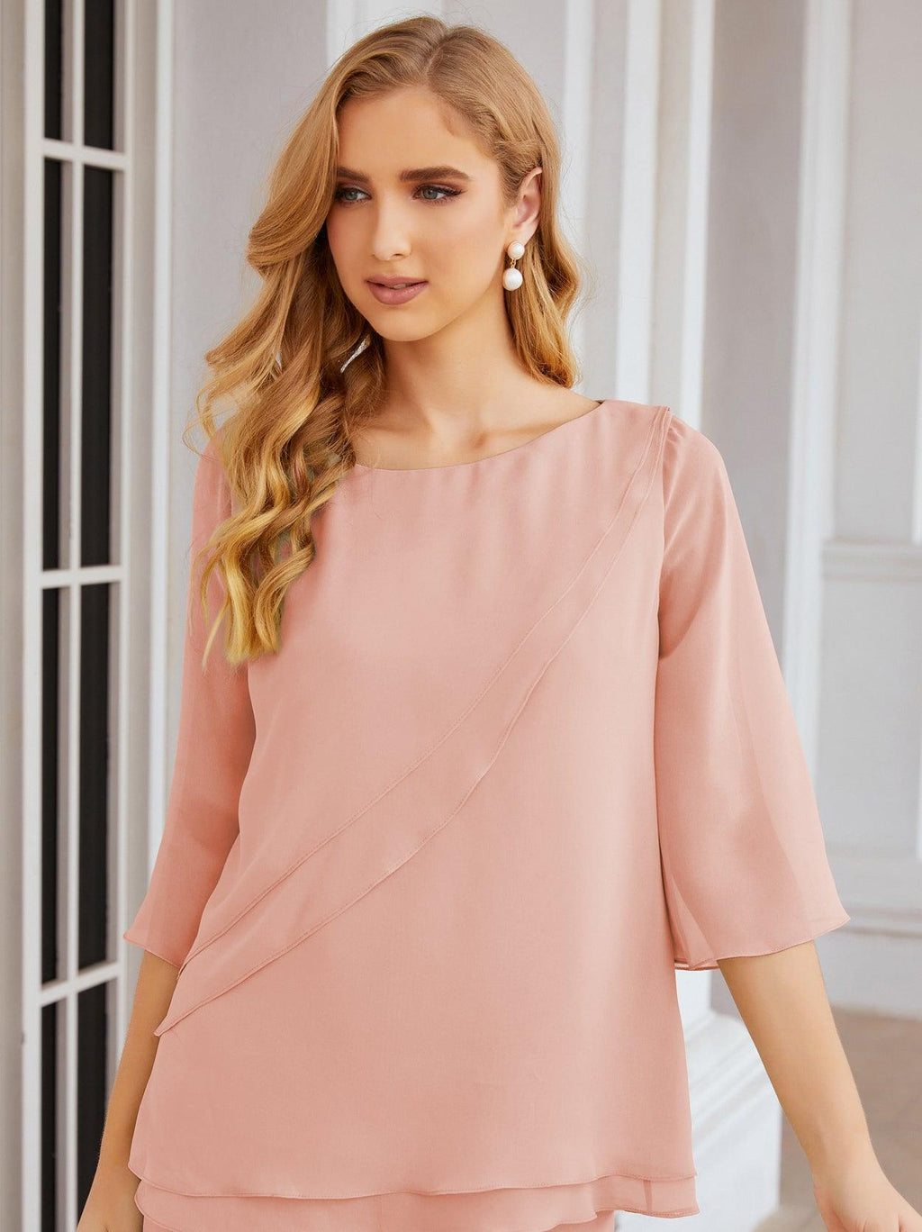 Robe de mariée élégante pour la mère de la mariée en deux pièces, tailleur pantalon grande taille à volants superposés, peignoir argenté 28064