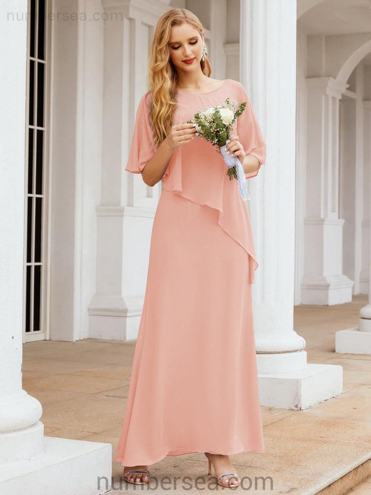 Robe de soirée formelle longue pour mère de la mariée avec cape à volants 28026