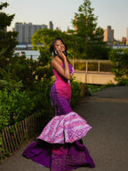 Magenta And Royal Purple Mermaid Prom Dress With Heritage Inspired Ruffle