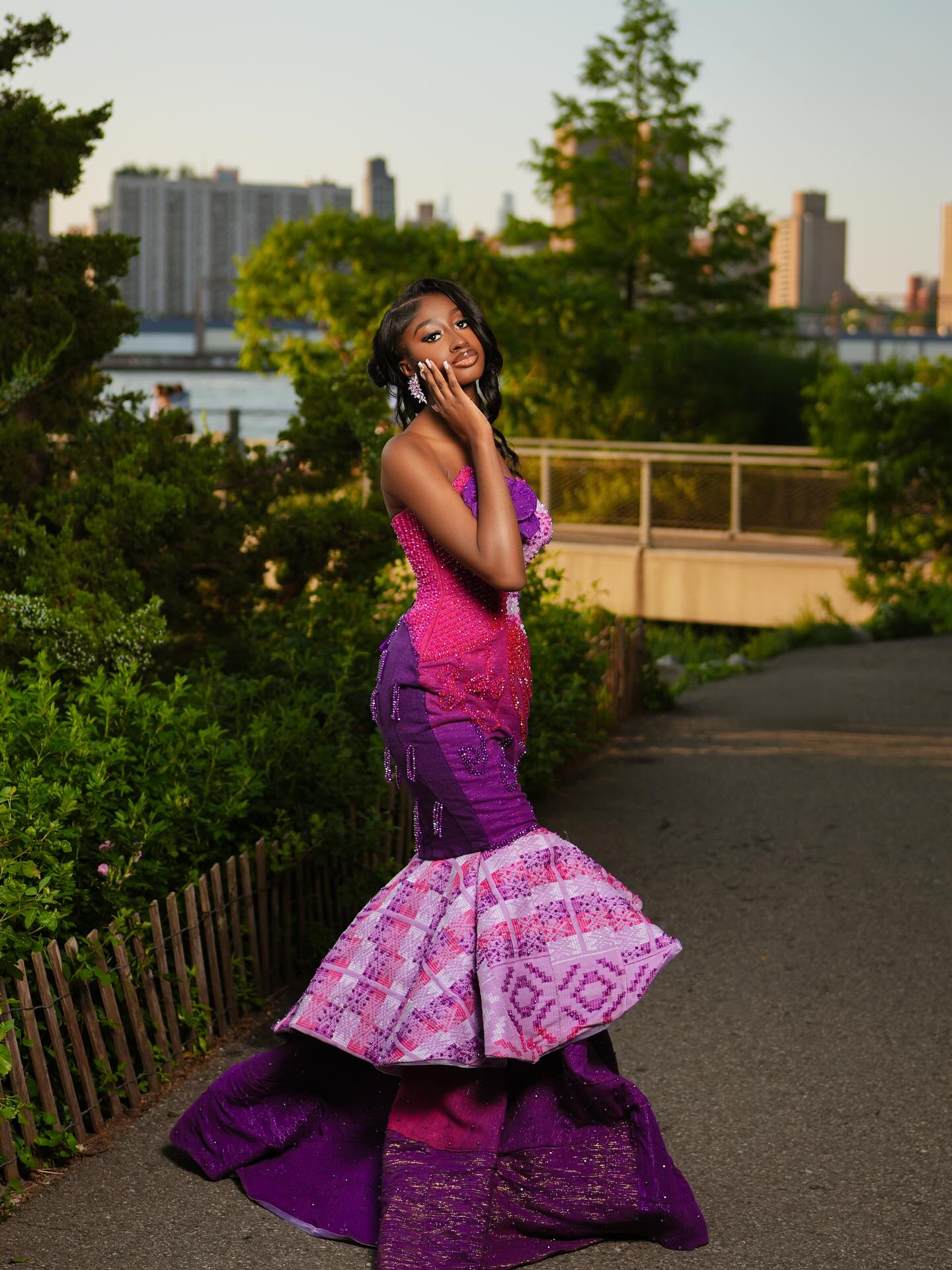 Magenta And Royal Purple Mermaid Prom Dress With Heritage Inspired Ruffle