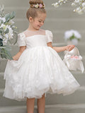 Lace First Communion Flower Girl Dress With Beading And Zip Back Scoop Neck