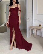 Vestido de Baile Longo de Chiffon com Fenda Sedutora Estilo Sereia Vestido de Festa Y7547
