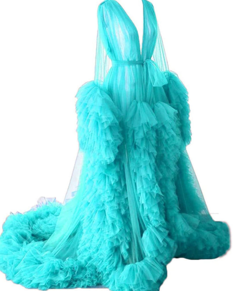 6120#Thin mesh maternity wear long skirt photo studio clothing, sexy morning robe