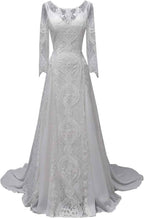 Womens Beach Wedding Dress Vintage Lace Bohemian Bridal Gown With Long Sleeves