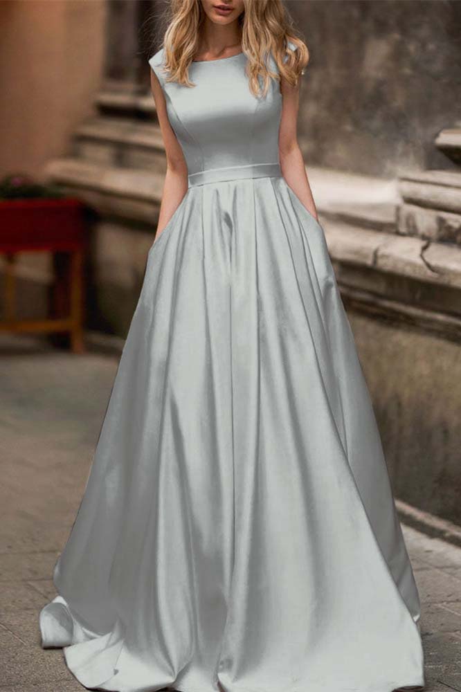 Cap Sleeve Wedding Dress With Pockets For Modern Bride