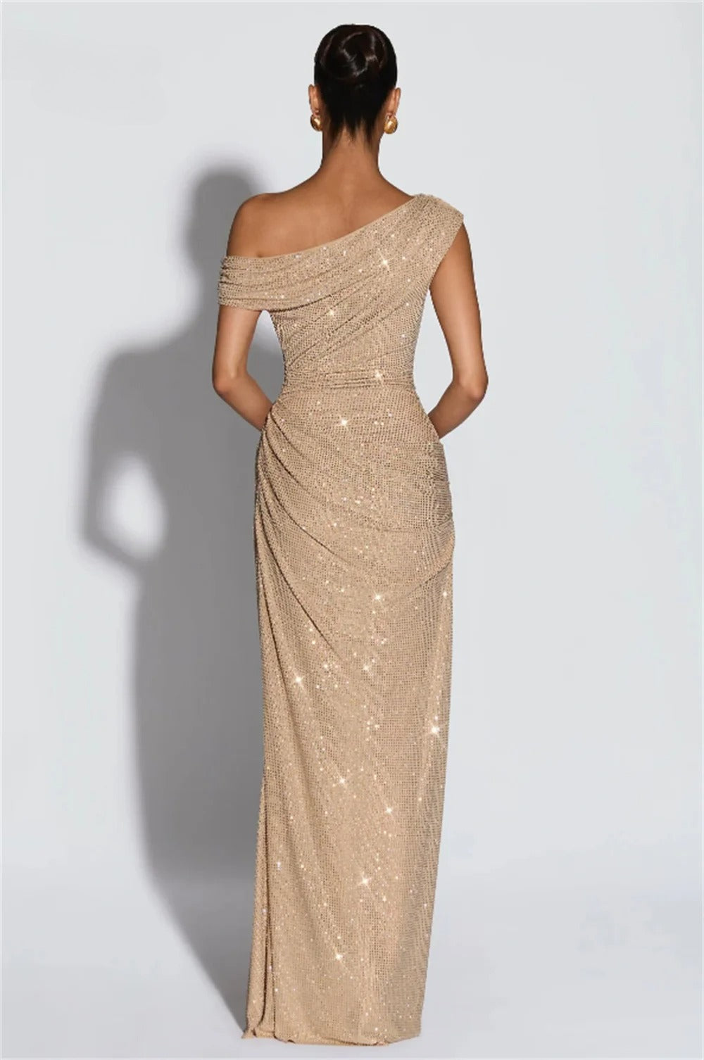 Clara Custom Champagne Fishtail Off-shoulder Shiny Elegant Evening Dresses for Woman Luxury Evening Dresses 2026 Prom Dress Chic