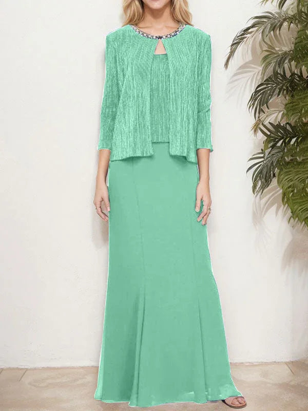 فستان مزيّف معدني من قطعتين مع سترة