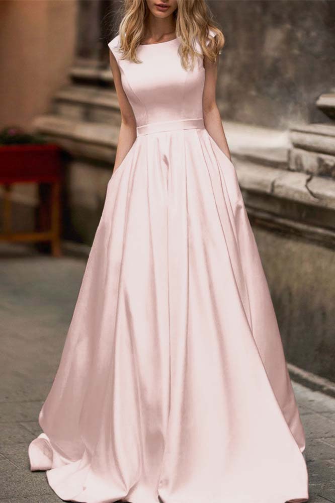 Cap Sleeve Wedding Dress With Pockets For Modern Bride