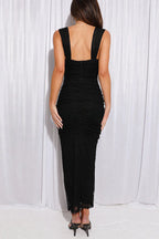 Manifesting You Mesh Ruched Detail Maxi Dress