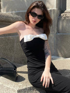 TARUXY Schwarz Splice Bogen Langes Kleid Frauen Sexy Schlitz Bodycon Off Schulter Kleider Dame Hochzeit Elegante Party Abendkleid Femme 