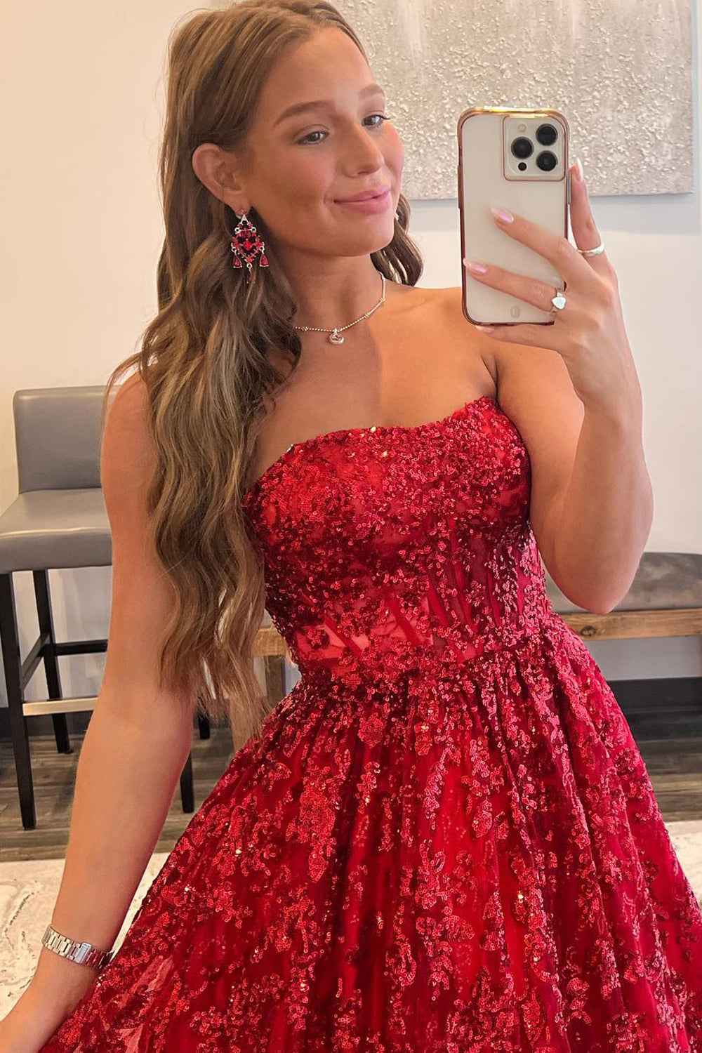 Royal Blue Sequin Prom Dress With Appliques For Evening Party