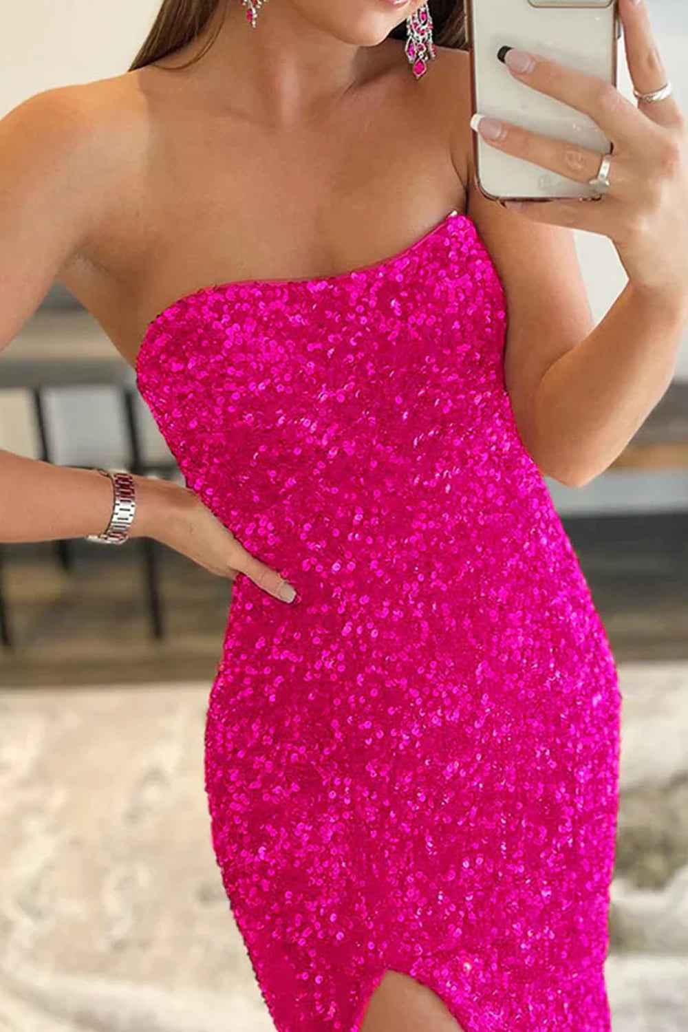 Elegant Royal Blue Sequin Strapless Mermaid Prom Dress For Wedding Party