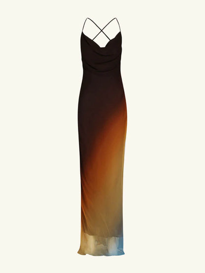 Rückenfreies Maxikleid aus Twill 