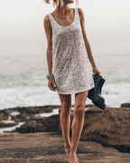 Vestido de Alças Relaxado com Lantejoulas Cintilantes Praia Mini