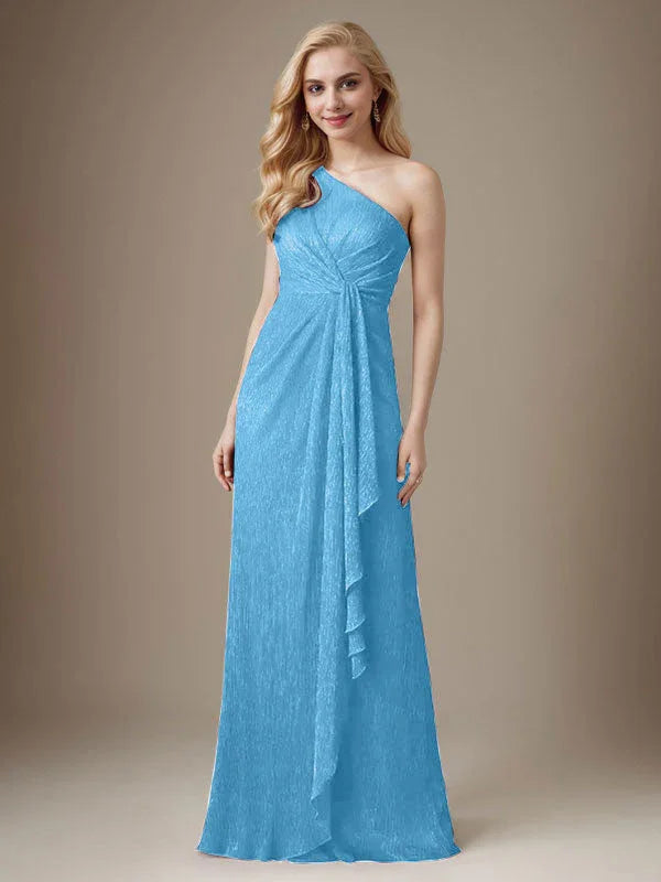 فستان روبي بكتف واحد من شبكة معدنية فستان والدة العروس