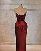 Chic Strapless Long Prom Dress With Beading And Pleated Details