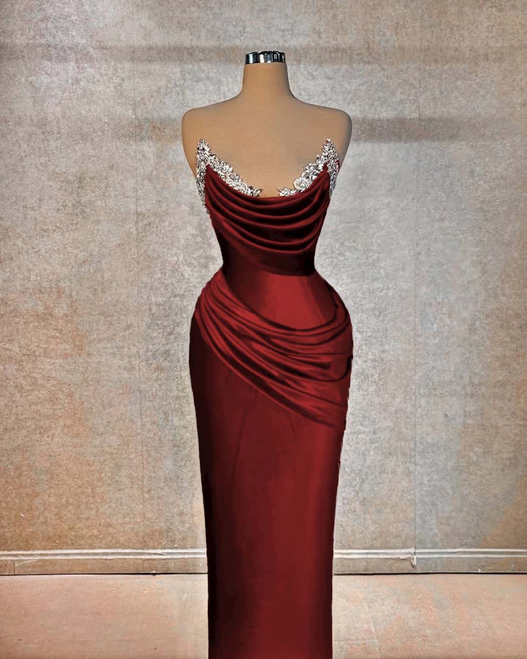 Chic Strapless Long Prom Dress With Beading And Pleated Details