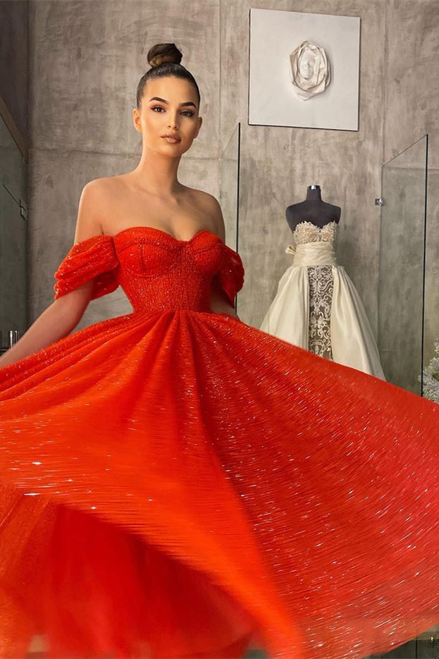 Short A-line Off the Shoulder Sequins Formal Prom Dress