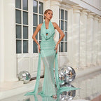 Halter Backless Sequin Mermaid Floor Length Prom Dress
