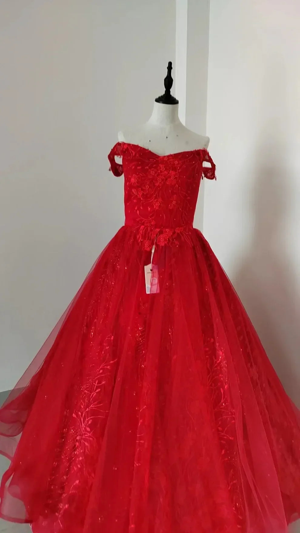 Hellblaues schulterfreies Prinzessinnenkleid mit Tüllspitzenapplikationen und Glitzerglanz Ballkleid Y8129