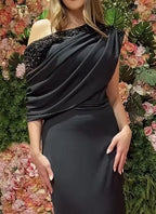 Schickes schwarzes langes Abendkleid Gala-Kleid Empfangskleid Y6418