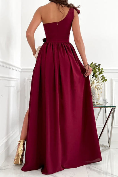 Darling Muse – Party-Maxikleid mit Rüschen und One-Shoulder-Träger 