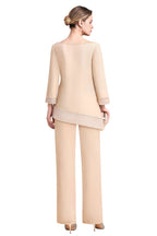 BMbridal Chic Round-Neck Champagne Chiffon Mother of Bride Jumpsuit Online