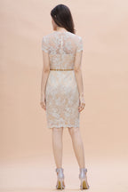 BMbridal Chic Jewel Tulle Lace Beadings Mother of Bride Dress with Short Sleeves Online