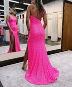 Adelina | Robe de bal sirène à paillettes et à bretelle unique avec glands