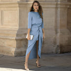 Evening Dress High Grade Satin Dress Elegant Women Clothing Lace up Dress