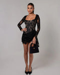 Sexy Lace Mesh Corset Mini Prom Dress