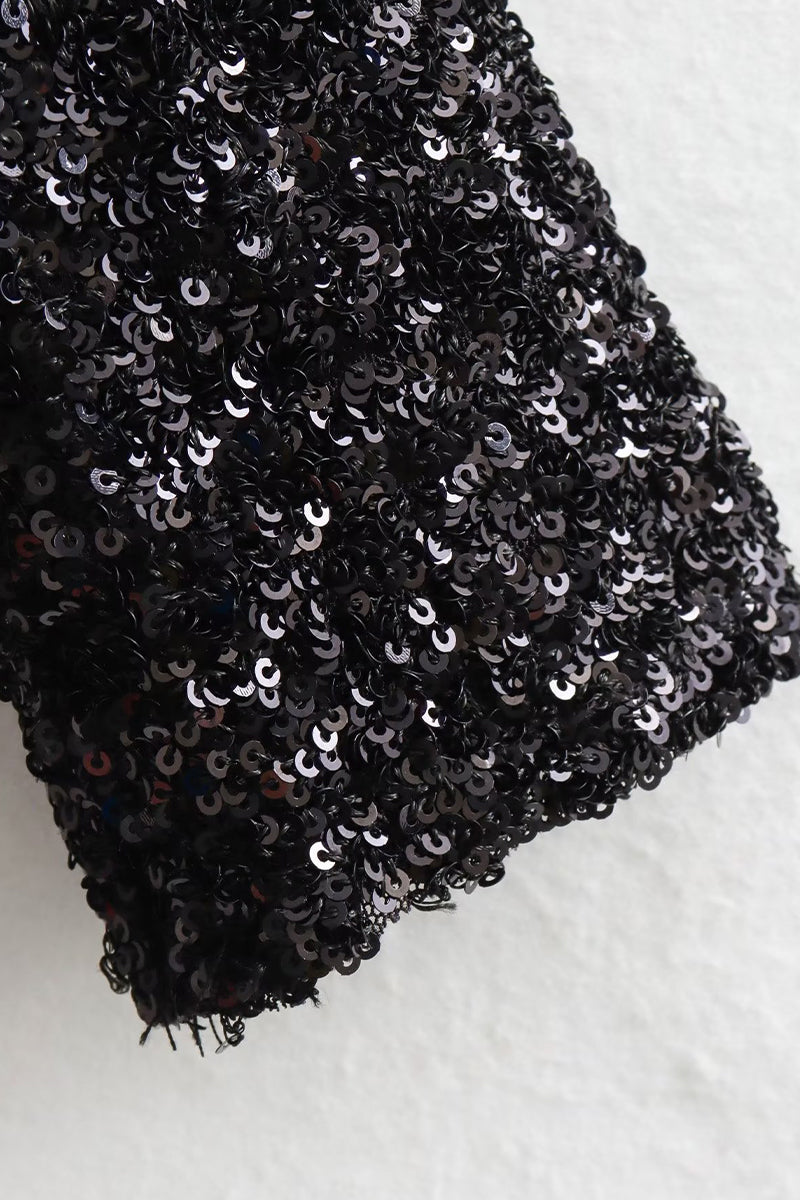 Elegante, rückenfreie Abendkleider mit Rundhalsausschnitt und einfarbigen Pailletten 