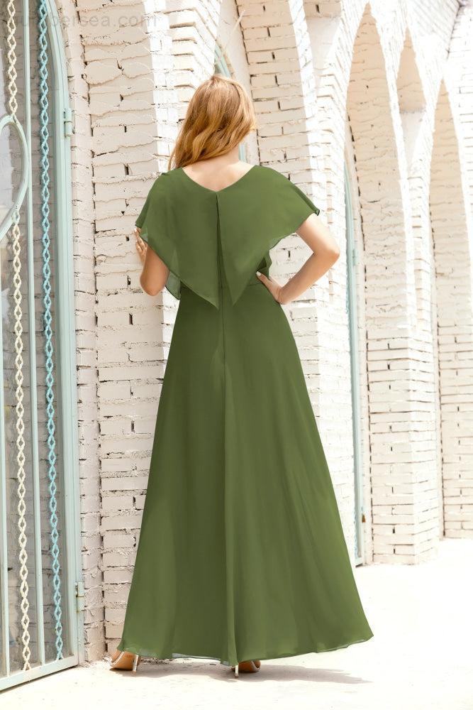 Robe de la Mère de la Mariée Grande Taille Col en V Longueur Solennelle Robe de Bal Formelle pour Invité de Mariage 28020