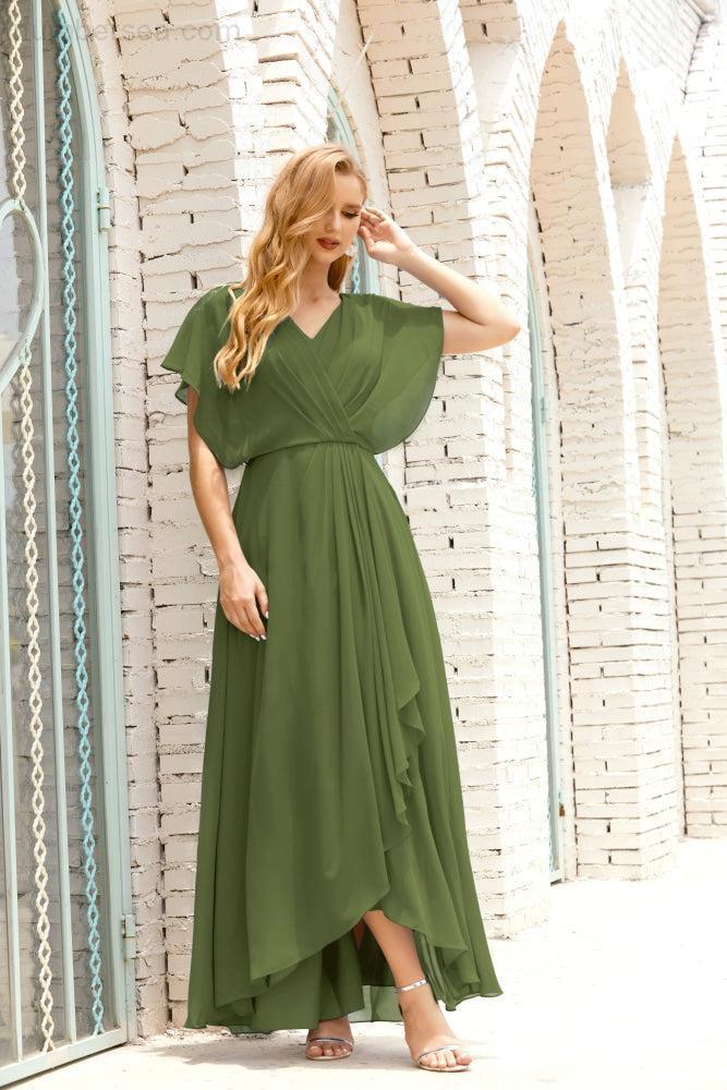 Robe de la Mère de la Mariée Grande Taille Col en V Longueur Solennelle Robe de Bal Formelle pour Invité de Mariage 28020