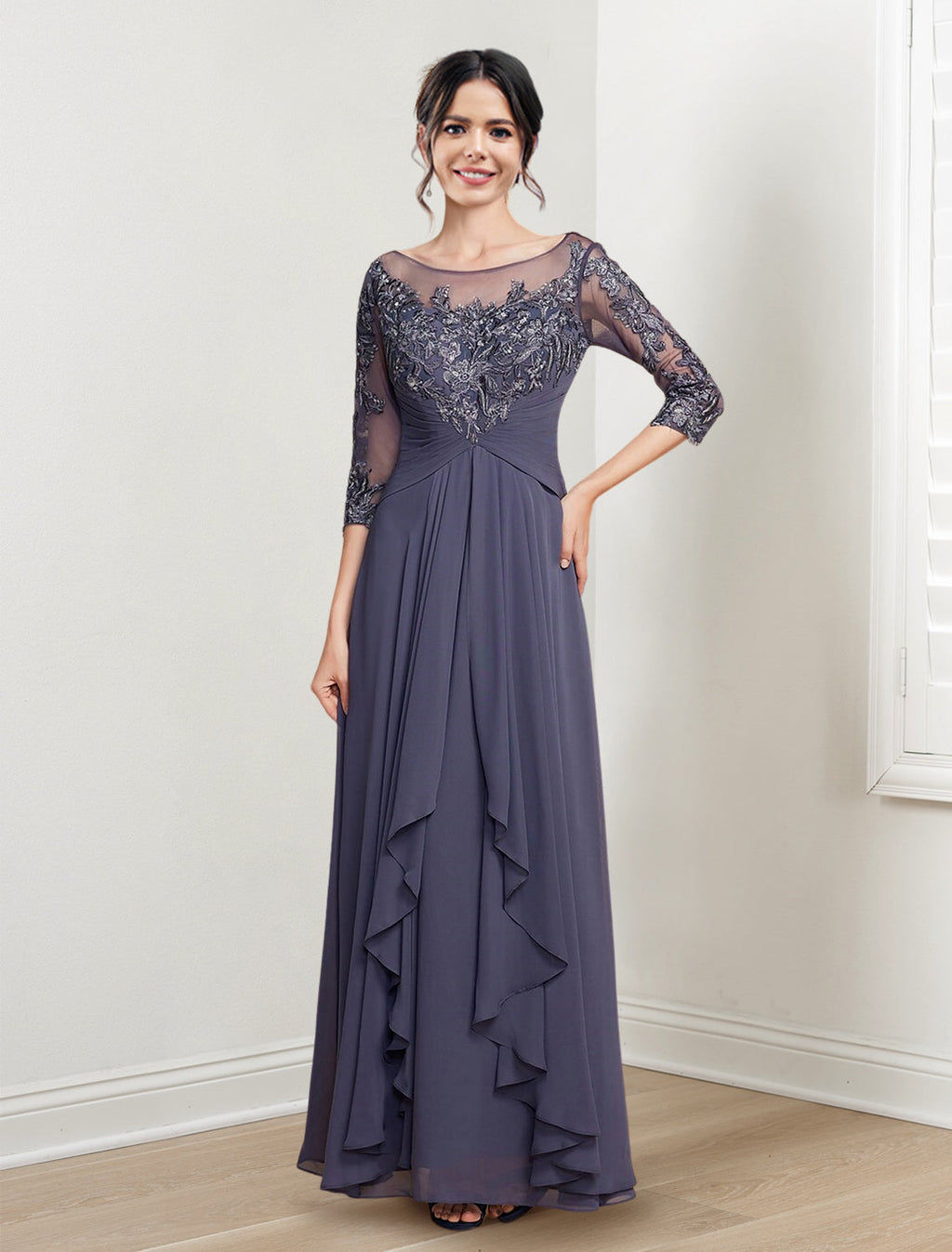 Floor Length Mother Of The Bride Dresses A Line Princess Scoop Necklines