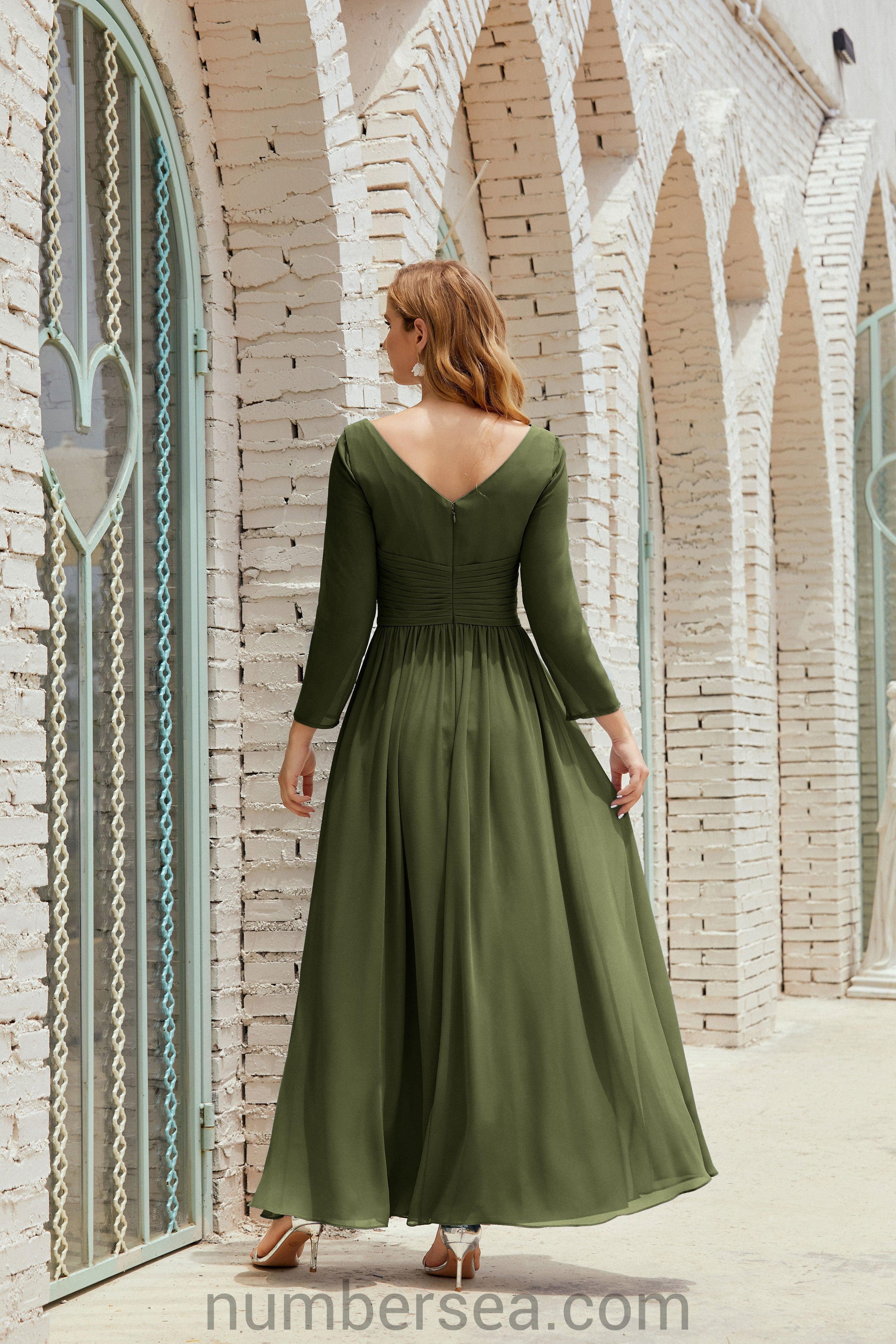 Abito da damigella Numbersea in chiffon, abito formale per festa, abito da sera 28016