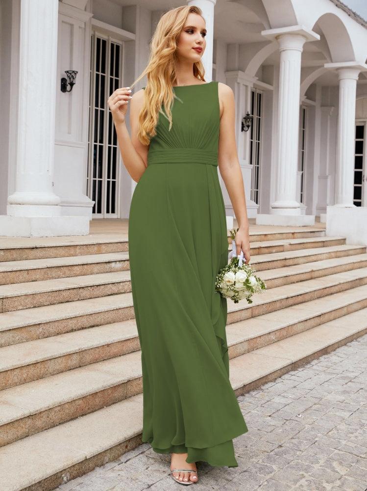 Abiti da damigella Numbersea per matrimonio con volant, lunghi, formali, da ballo 28039