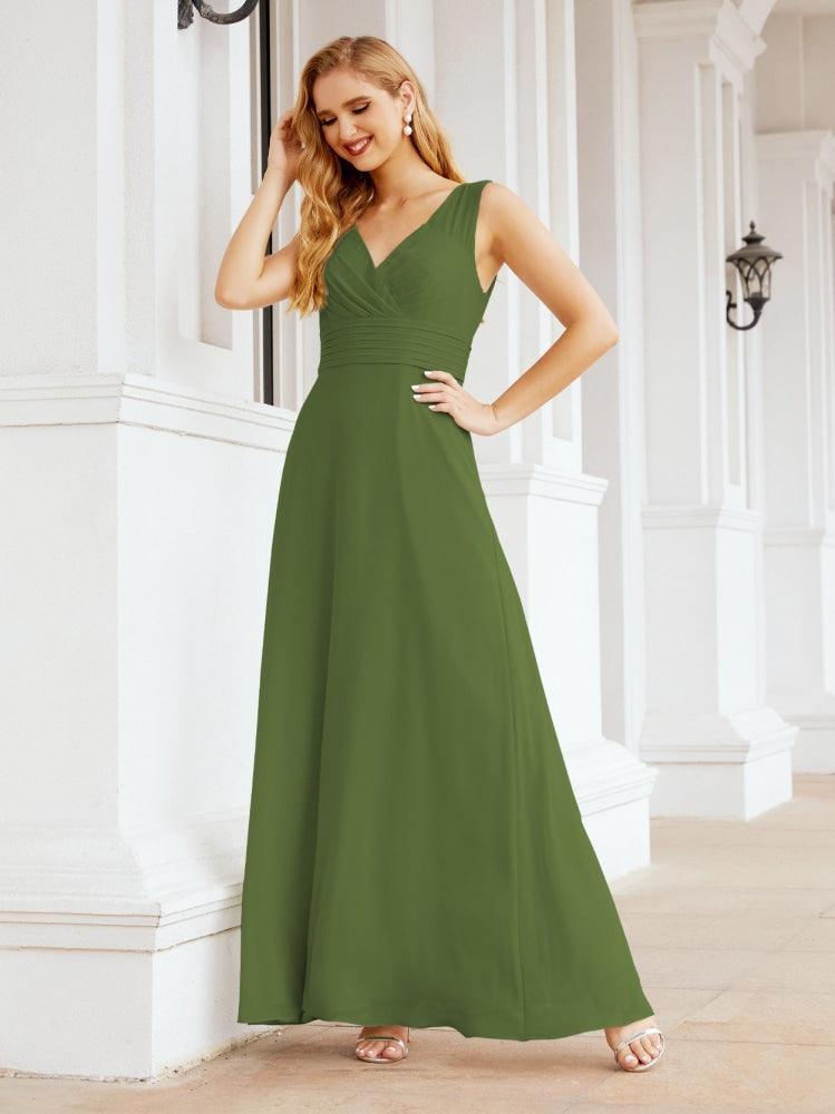 فستان سهرة رسمي أنيق برقبة على شكل حرف V بدون أكمام لفساتين وصيفات العروس لحفلة الزفاف 28037