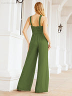Tuta da sera elegante Numbersea con scollo incrociato, abito lungo per damigella, pantaloni a zampa d'elefante 28033