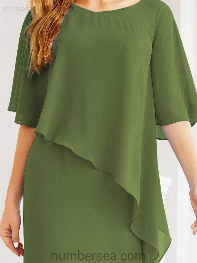 Robe de soirée formelle longue pour mère de la mariée avec cape à volants 28026