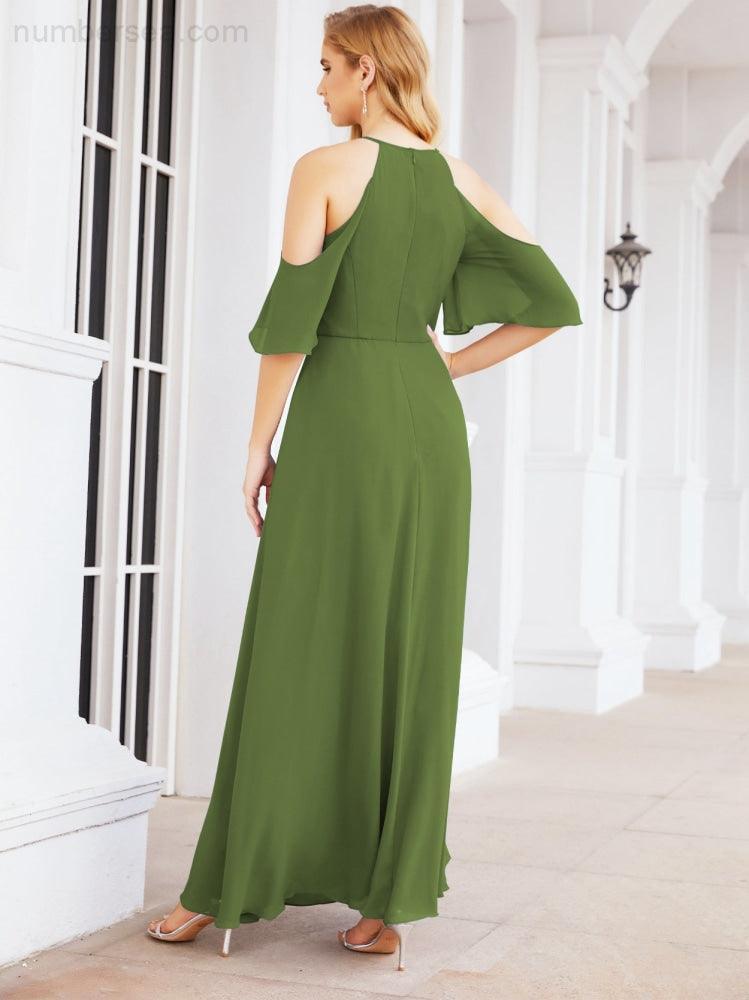 Robe de demoiselle d'honneur asymétrique, robe de soirée longue formelle ligne A 28074